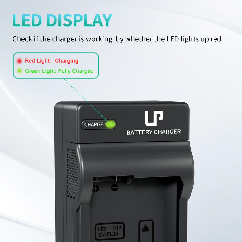 LP EN-EL14 EN EL14a Battery Charger, Charger Compatible with Nikon D3500, D5600, D3300, D5100, D5500, D3100, D3200, D5200, D5300, D3400, DF, Coolpix P7000, P7100, P7700, P7800 Cameras and More LED Charger