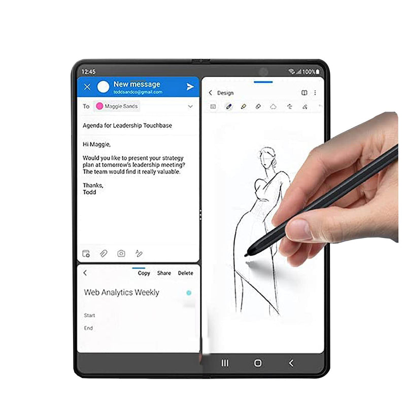 Black Galaxy Z Fold 3 Pen Replacement + 2 Pen Tips for Samsung Galaxy Z fold 3 S Pen Touch Stylus S Pen +Replacement Tips/Nibs