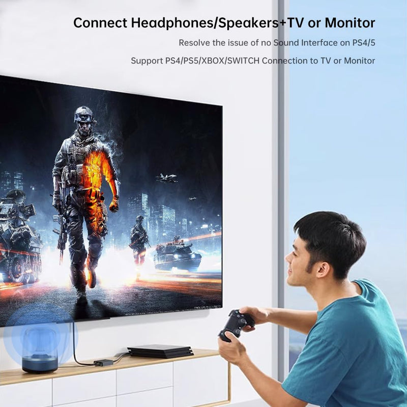 HDMI 2.0 Audio Extractor 4K 60Hz, HDMI to Optical and 3.5mm Audio Adapter for PS4/5, Fire Stick, Speakers, Headphones, Blu-ray Player RY-4HA102