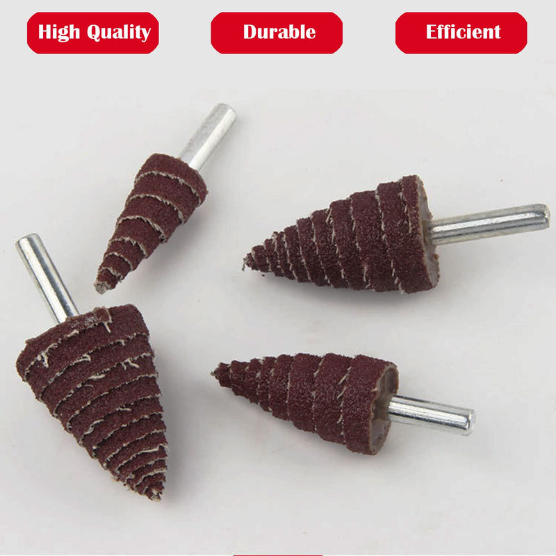 20 Pieces 4 Sizes Conical Grinding Heads with 6mm Universal Shank Spiral Grinding Head for Metal Wood Grinding