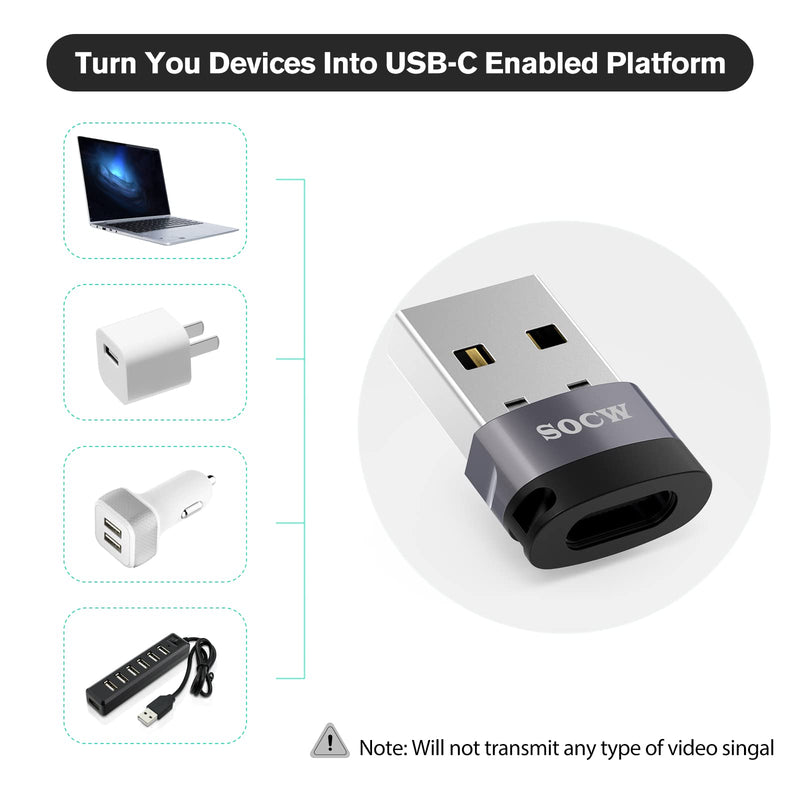 USB C to USB Adapter (4 Pack) ,USB-C Female to USB Male, Type C to USB A Converter Compatible with Apple MagSafe, iPhone 11 12 13 Pro Max, Samsung Galaxy Note,Google Pixel etc, Grey