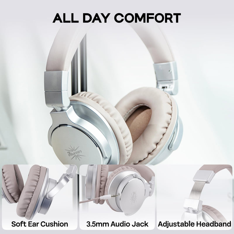 [AUSTRALIA] - Kiwi Ears Division Monitor/DJ Headphones, Wired Over Ear Headphones, Gaming Headset, Mixing DJ Stereo Headsets with 40mm Drivers, 3.5mm/6.35mm Audio Jack for AMP Computer Recording Podcast Silver 