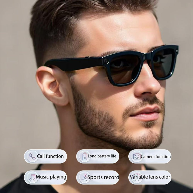 Yoidesu Ai Smart Glasses, 5mp Camera Glasses with Music & Call Features, Bluetooth Glasses with 26 Translation, Anti Women, Music Playback & Calling (Sunglasses) Sunglasses
