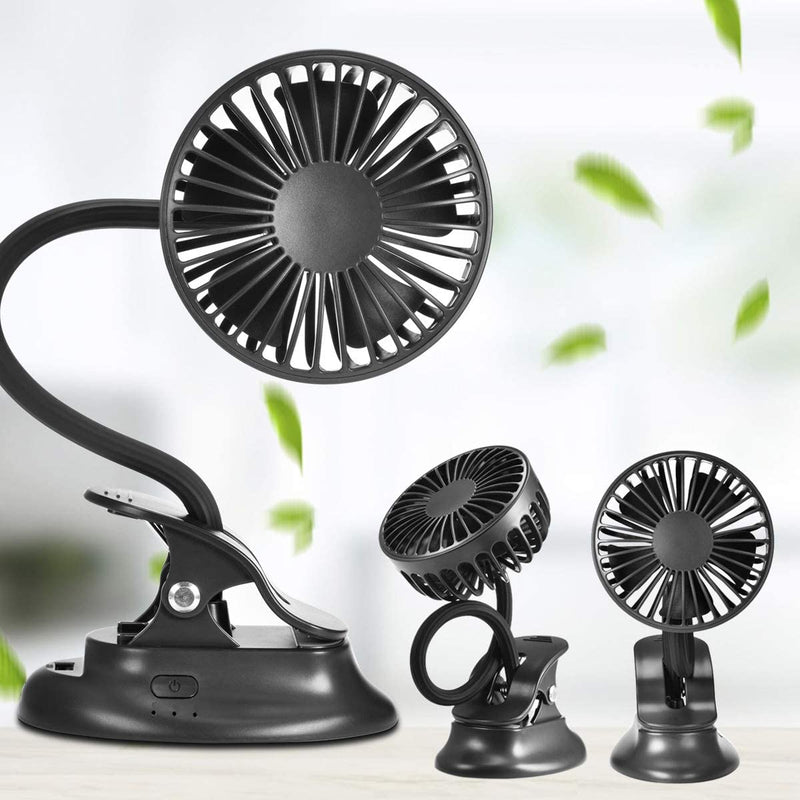 Clip on Fan Usb Fan mini Fan Battery Operated Desk Fan with Emergency Power Bank, USB Clip Fan Rechargeable Personal Fan Flexible Neck 3 Speeds Great for Beach Car Camping Dorm Bed Office