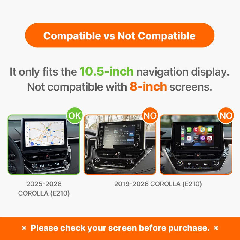 FICS Car Phone Holder for Toyota Corolla 2025, 2026 (E210, 10.5-Inch Screen) — Custom-Fit Center Display Mount, Factory-Style Design, No Adhesive, Stable Driving View FICS for Toyota Corolla 2025-2026 (E210, 10.5-Inch)