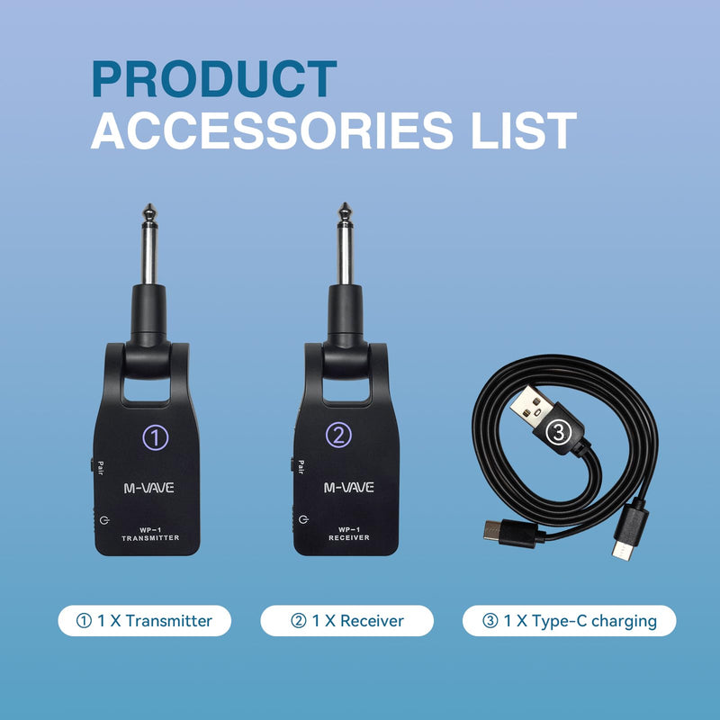[AUSTRALIA] - M-VAVE 2.4GHz Wireless Guitar System Built-in Rechargeable Upgrade Wireless Guitar Bass Transmitter Receiver for Electric Bass 