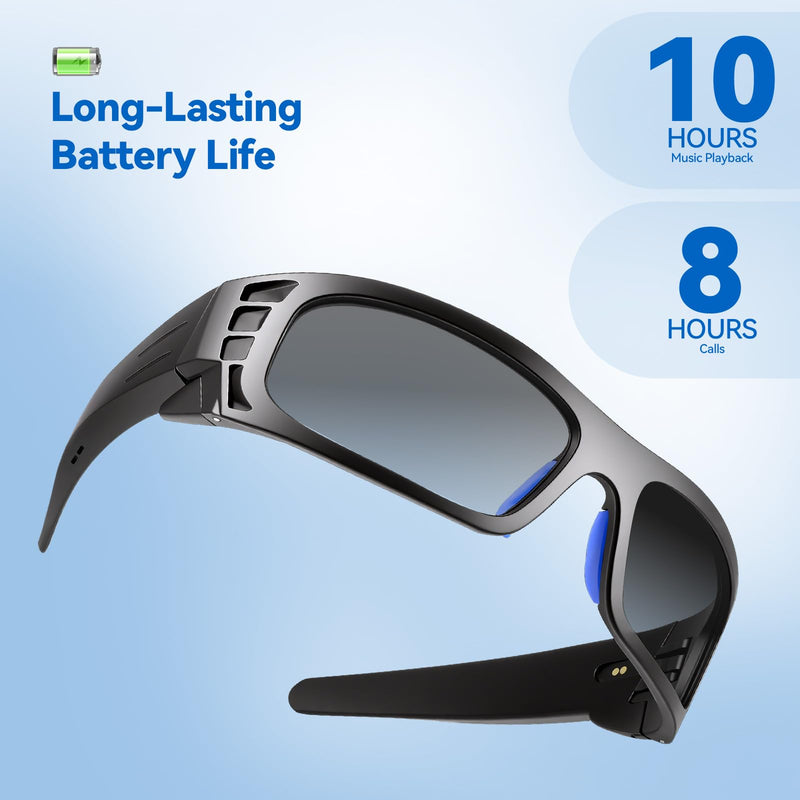 AI Smart Glasses for Women Men with Real-Time Translation, Music & Hands-Free Calling, AI Vioce Assistant, Photochromic Lens with UV & Blue Light Protection – Perfect for Hiking & Cycling Black Standard