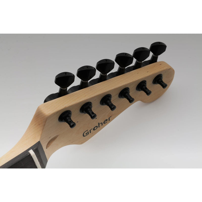 Wilkinson WJN07 6 inline EZ-LOK Guitar Tuners Machine Heads 19:1 Ratio Tuning Pegs Keys for Fender Strat Stratocaster Tele Telecaster Electric Guitar Replacement Parts, Black