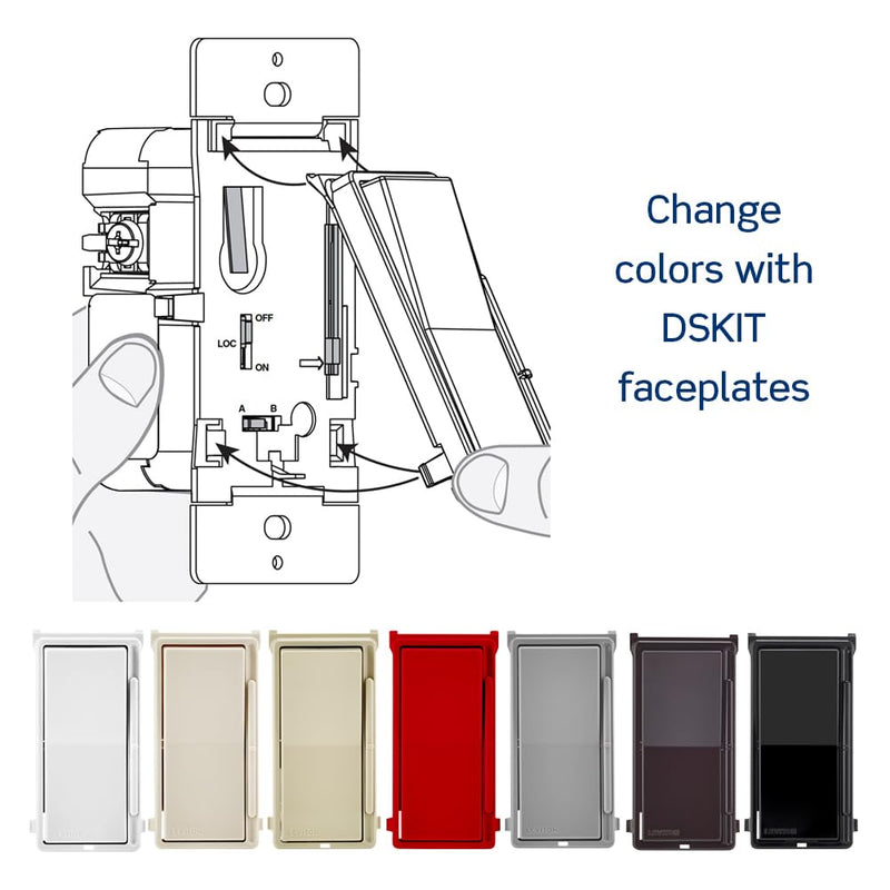 [AUSTRALIA] - Leviton Decora Slide Dimmer Switch for Dimmable LED, Halogen and Incandescent Bulbs, DSL06-1LZ, White with Ivory and Light Almond Faceplates 1 Pack 