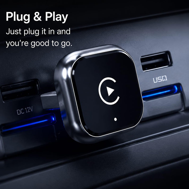 2-in-1 Mini Wireless CarPlay & Android Auto Adapter | Plug & Play, Converts Wired to Wireless, Fast Auto-Connect, Compact Design, USB/USB-C Port