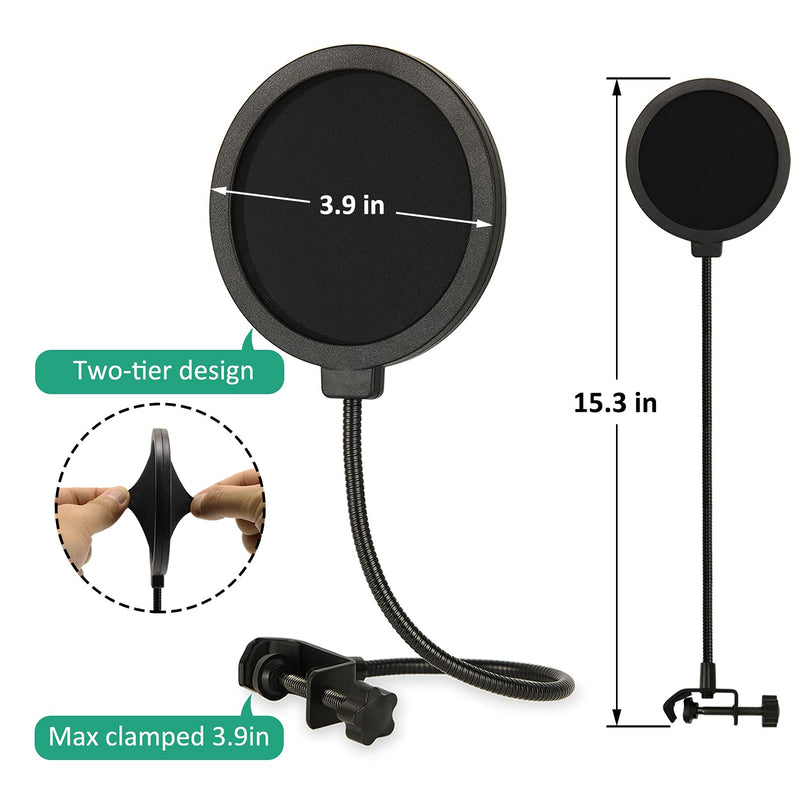 DuoCast Boom Arm Mic Stand with Pop Filter, AdjustableMic Arm Suspension Boom Scissor Microphone Stand with Upgrade Desk Table Mount Clamp for HyperX DuoCast - RGB USB Condenser Microphone