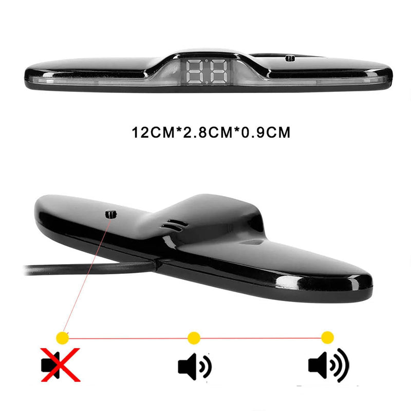 Car Parktronic Parking Built-in Plane Sensors Rear Reversing Radars System with 4 Sensors LED Light Distance Display Warning Buzzer Distance Detection White