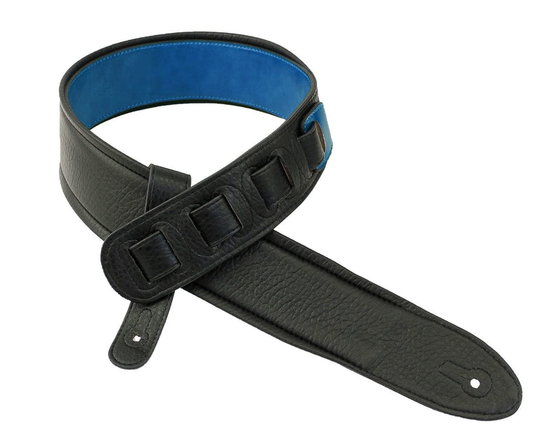 Walker & Williams G-21 Deep Turquoise Blue Guitar Strap with Padded Glove Leather Back For Acoustic, Electric, And Bass Guitars