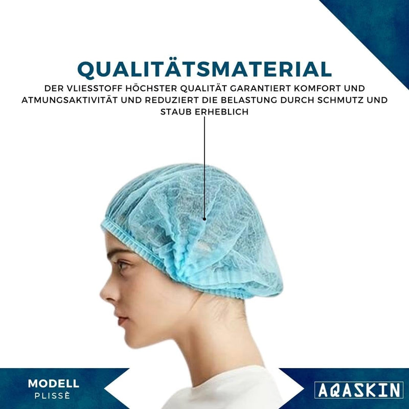 Disposable Head Hub TNT Model Plissè - Head & Hair Cover Caps - For Beauty Centers, SPA, Medical Centres, Restaurants, Cleaning, Quantity 100, White, Unit size 2-White