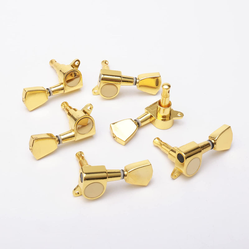 Swhmc Gold Guitar Tuning Pegs 6R - Replacement Machine Heads for Acoustic Electric Guitar, Sealed Tuning Keys with Installation Tools