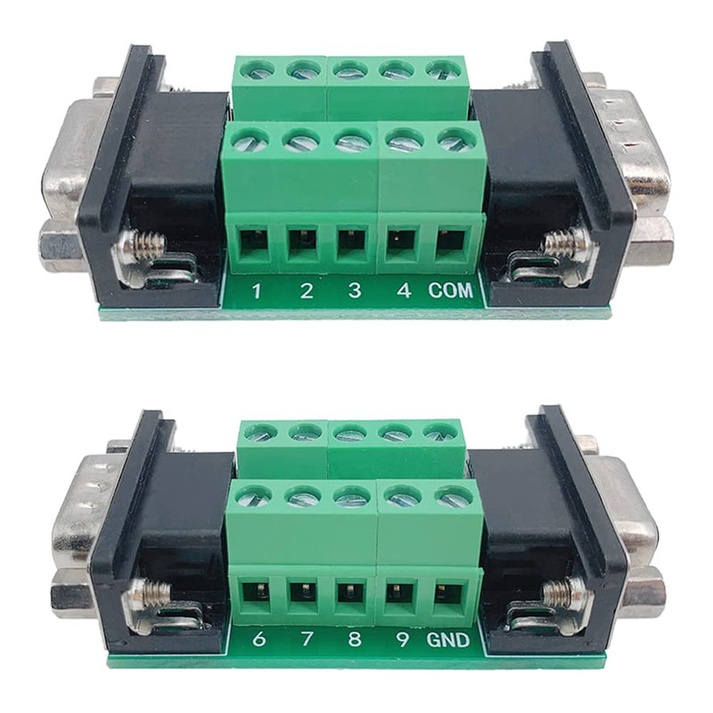 10Pcs RS232 DB9 Male to Female Terminal Breakout Board Connector | Test DB9 pins，for RS232/RS485/CAN/RS422 Serial Signals DB9 Male to Female（10pcs）