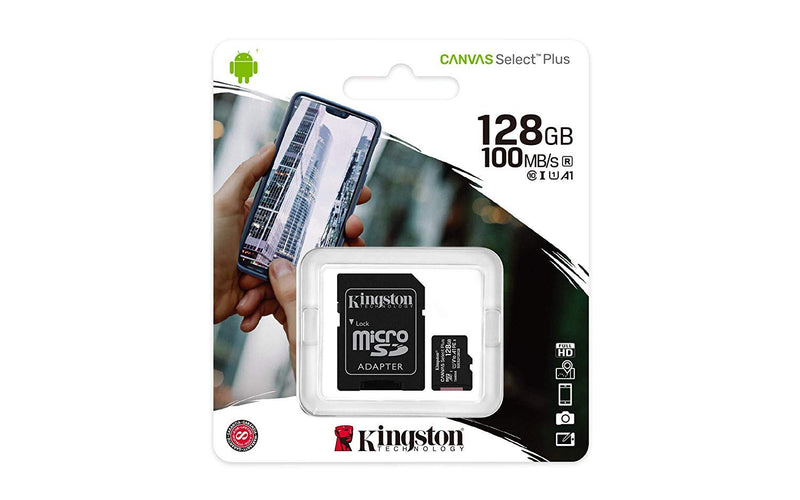 Kingston 128GB microSDXC Canvas Select Plus Class 10 Flash Memory Card SDCS2 Memory