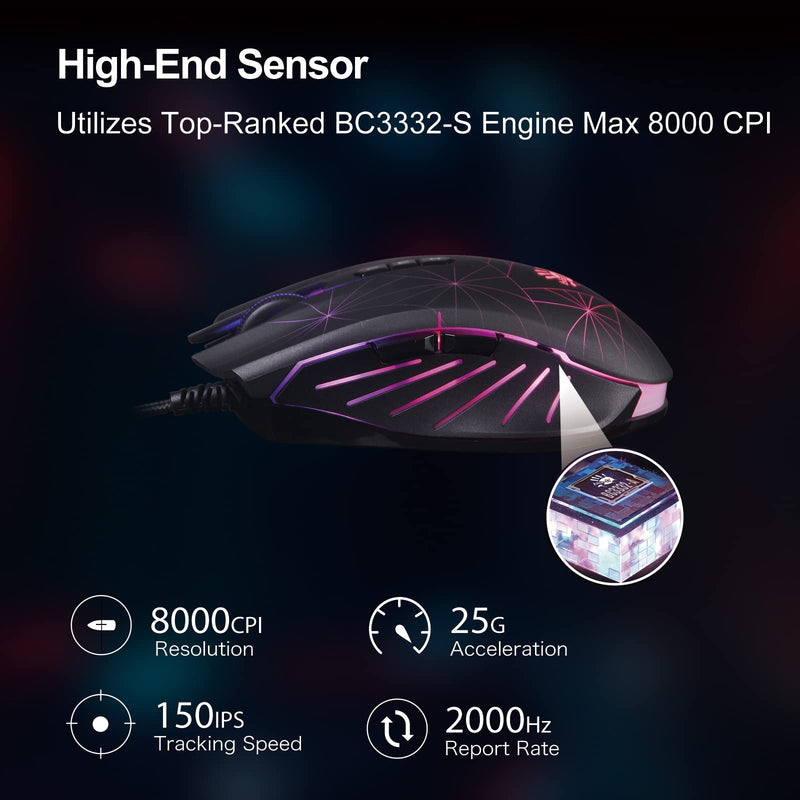 Bloody P81s Optical Gaming Mouse with Light Strike (LK) Switch & Scroll, Max 8000 CPI, 2000Hz Report Rate, 256K Onboard Memory, Fully Programmable with Advanced Preset Macros (Starlight) starlight