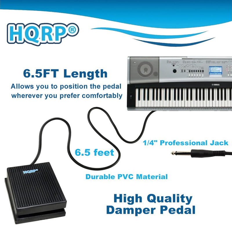 HQRP Sustain Pedal for Yamaha DGX-230, DGX-530, DGX-640, DGX-660, DGX-670, EZ-220, P-45, P-71, P-85, P-95, P-105, P-115, P-125, P-225, P-515 Digital Piano Keyboard (FC5 Replacement, 1/4" Jack)