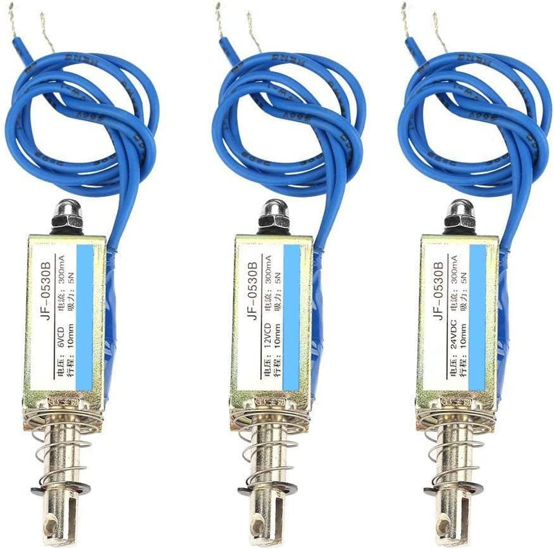 Magnetic Electromagnet, DC 6V/12V/24V 300mA Push Pull Electromagnets 5N Retractable Range 10mm Push Pull Type Open Frame for Automation Control