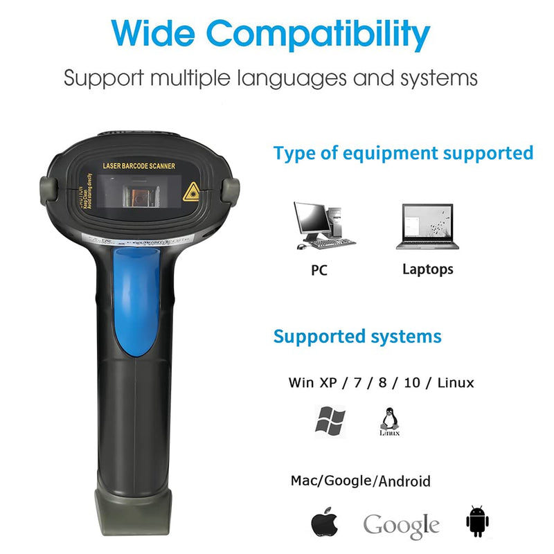 [AUSTRALIA] - Laser 2.4G Wireless 1D Bar Code Scanners Readers for Computers PC Laptop, UNIDEEPLY Barcode Handheld, Hand Scanning Label UPC EAN Reader Gun Cordless Retails, Black 