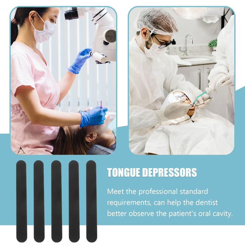 [AUSTRALIA] - JECOMPRIS Plastic Tongue Scraper Lip Cheek Retractors Pack of 25 Oral Care Tongue Depressors Plastic Tongue Scraper Stirring Rod Tool for Laboratory Black 