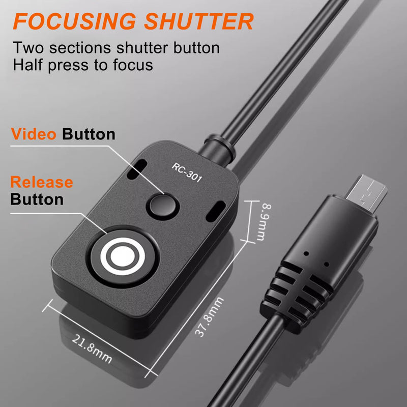 [AUSTRALIA] - Small Release Shutter Remote Control Cable RC-301 S2 for Sony Support Video Camera Cable a7m4 a7r4 a7r2 r3 m2 a9 a1 a6600 a6500 (30cm/12in) 