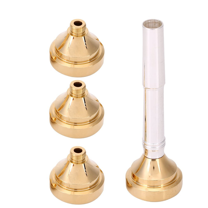 Brass Trumpet Mouthpiece Set with 7C 5C 3C 1.5C, 4 Gold Plated Mouthpiece Cups, Trumpet Accessories for Beginners