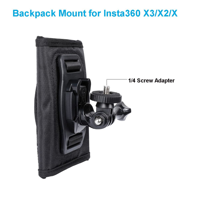 PellKing Camera Backpack Belt Mount for Insta360 One X3/ One X2/ One R/Go 2 Compatible with GoPro Hero10 /9/8/7/6 and Other Action Camera, with 1/4 Adapter