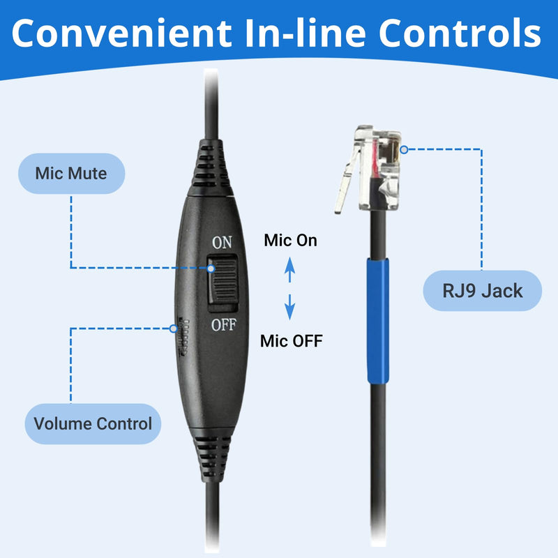 Callez Cisco Phone Headset with Mic Noise Cancelling, RJ9 Office Telephone Headset with Quick Disconnect Cord Compatible with Cisco IP Phone 7940 7942 7945 7960 7962 7965 7821 7841 8811 8841 8845 8851