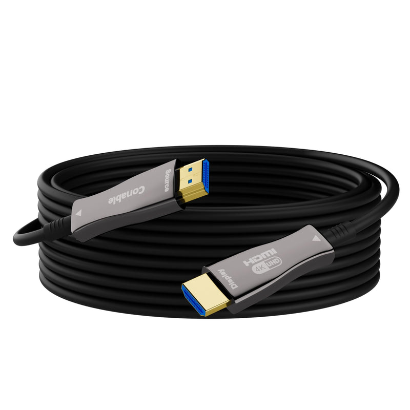 4K HDMI Cable 100 FT, High Speed Fiber Optic HDMI Cable, Unidirectional 18Gbps, Ultra HD, Supports 4K@60Hz, 4:4:4 RGB, HDCP 2.2, 3D ARC, HDR10, Dolby Vision, Zinc Alloy Shell, Slim Cable, OD : 4.8mm 100FT
