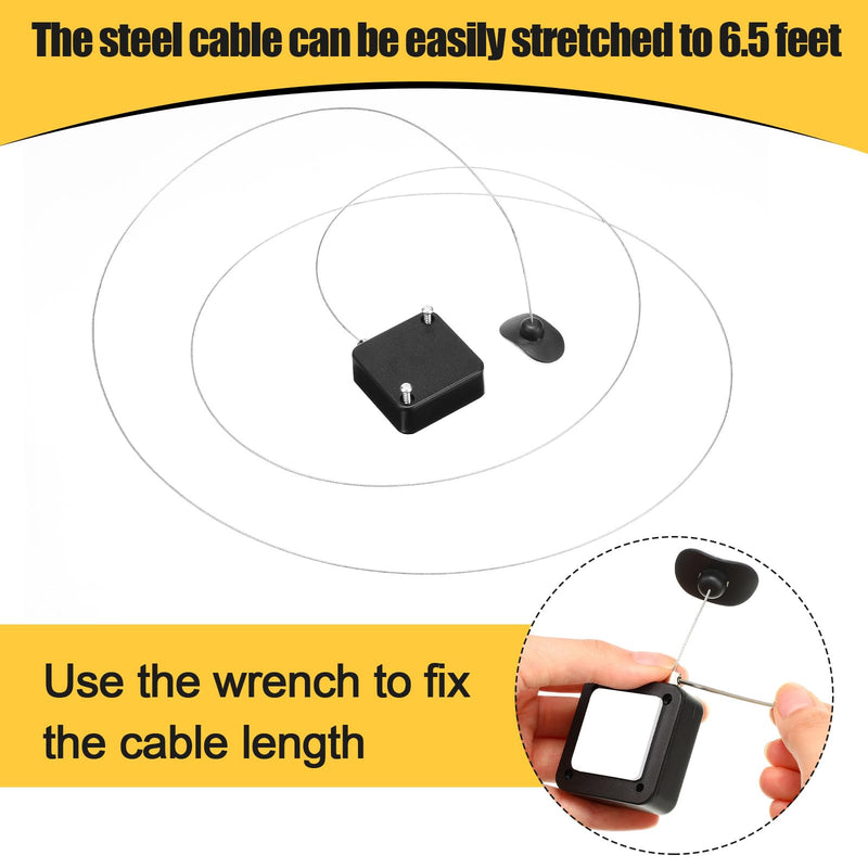 4 Pcs 6.5 ft Retractable Cable Lock with Double Sided Adhesive and Screws Remote Control Security Lock Anti Lost Rope Hardware Cable Lock Security Lanyard Lock for TV Tablets Showroom