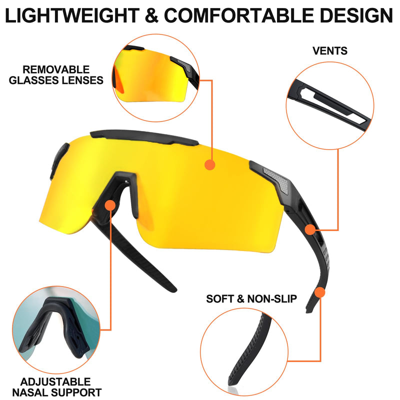 Sport Sunglasses for Men Women, Lightweight Cycling Sun Glasses with UV400 Protection for Cycling Running Fishing Driving