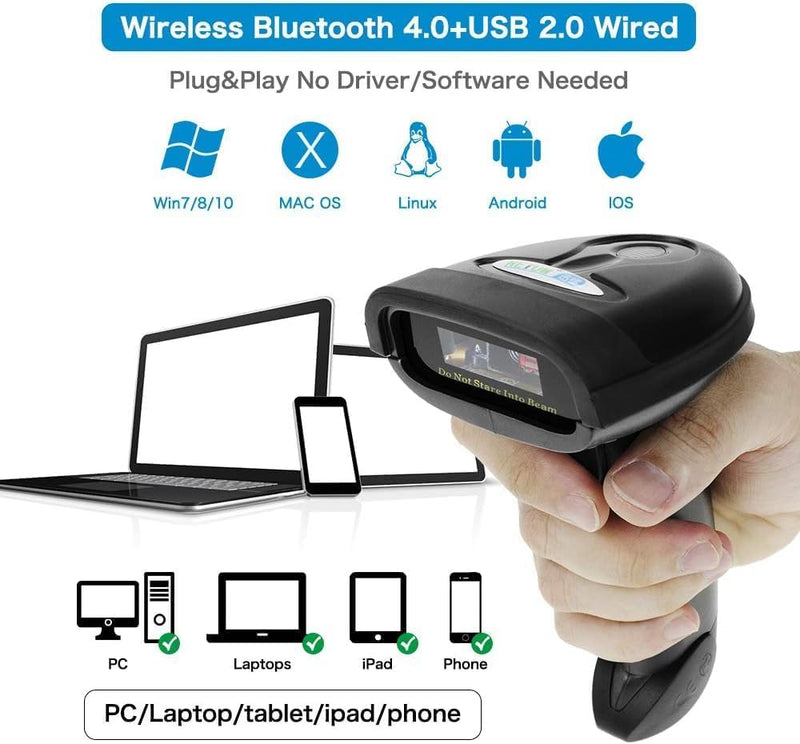 [AUSTRALIA] - NETUM Bluetooth Barcode Scanner, Compatible with 2.4G Wireless & Bluetooth Function & Wired Connection, Connect Smart Phone, Tablet, PC, CCD Bar Code Reader Work with Windows, Mac,Android (NT-1228BC) NT-1228BC 