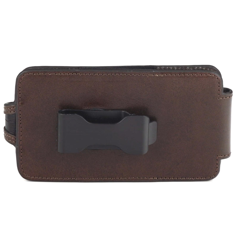 ARIAT Crocodile Print Leather Cell Phone Case, Concho, Black, Large | Leather construction, belt-clip carry, protective phone storage, western tooled detailing