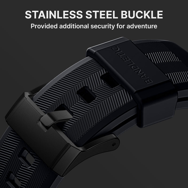 Bandletic Sport Bands Compatible with Apple Watch Ultra 3 2 1 49mm Band Men | Soft Silicone Strap with Screen Protector, Stainless Steel Connector, Only Fit for iWatch Ultra 49mm bands, Black/Black