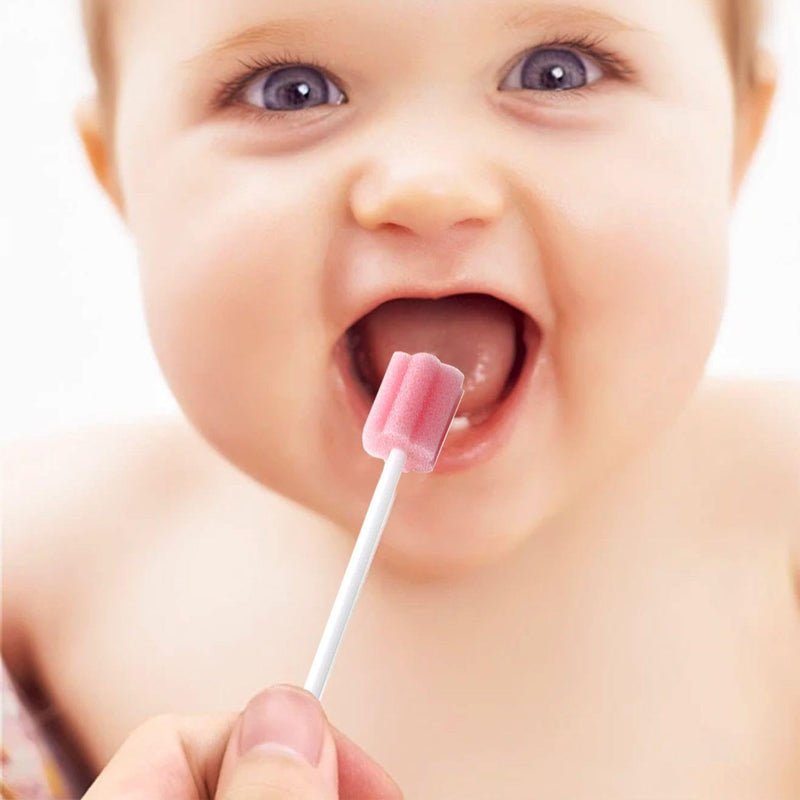 [AUSTRALIA] - Pack of 100 Sponge Sticks, Oral Care Sponge Sticks, Dental Cleaning Sponge Sticks, Portable Mouth Sponge Sticks, Sponge Sticks for Children and Adults 