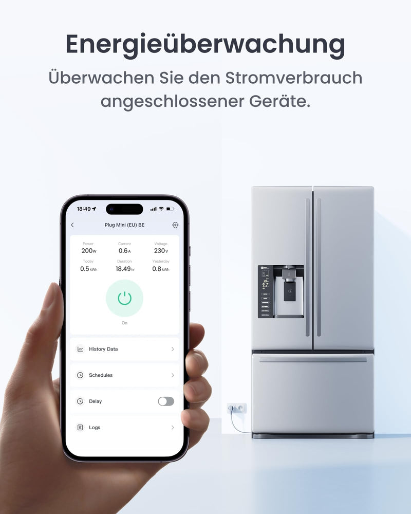 SwitchBot Plug Mini Matter Enabled with Power Monitoring, WiFi & Bluetooth Control, Compatible with Alexa, Google Home, Apple Home and Home Assistant, Voice Control & App Access, 16A Type-F 1 Pack