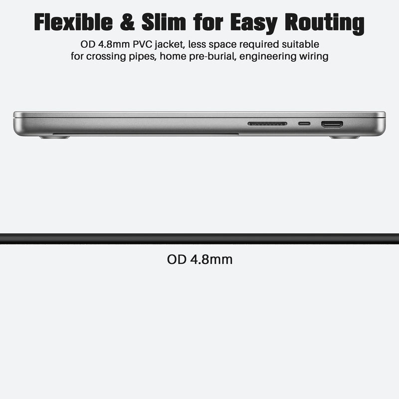 8K HDMI Fiber Optic Cable 150FT, HDMI 2.1 48Gbps Ultra High Speed Cord, 8K@60Hz, 4K@120Hz, 3D Dynamic HDR/eARC/HDCP 2.3, Compatible with Laptop/Monitor/Projector, PS5, Xbox, HDTV, Blu-ray & More