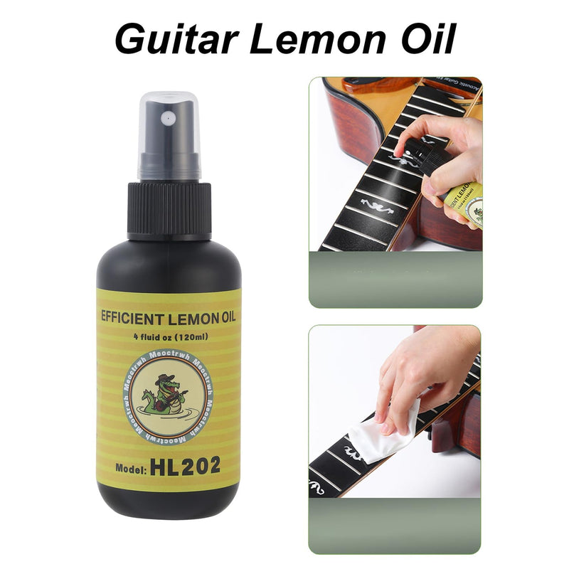 Guitar Cleaning Kit, Fretboard Lemon Oil, Polish and Oil Care, Guitar String Cleaner Tool Brush String, Fret Care, Cleaning Brush & Cleaning Cloth, Extends Fretboard and String Life