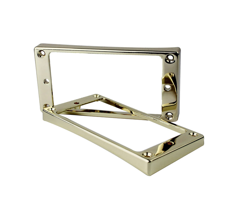 Guyker Curved Bottom Metal Humbucker Pickup Mounting Ring Set - Bridge and Neck Pickups Cover Frame Replacement Compatible with Les Paul LP Style Electric Guitar or Precision Bass(2PCS, Golden)