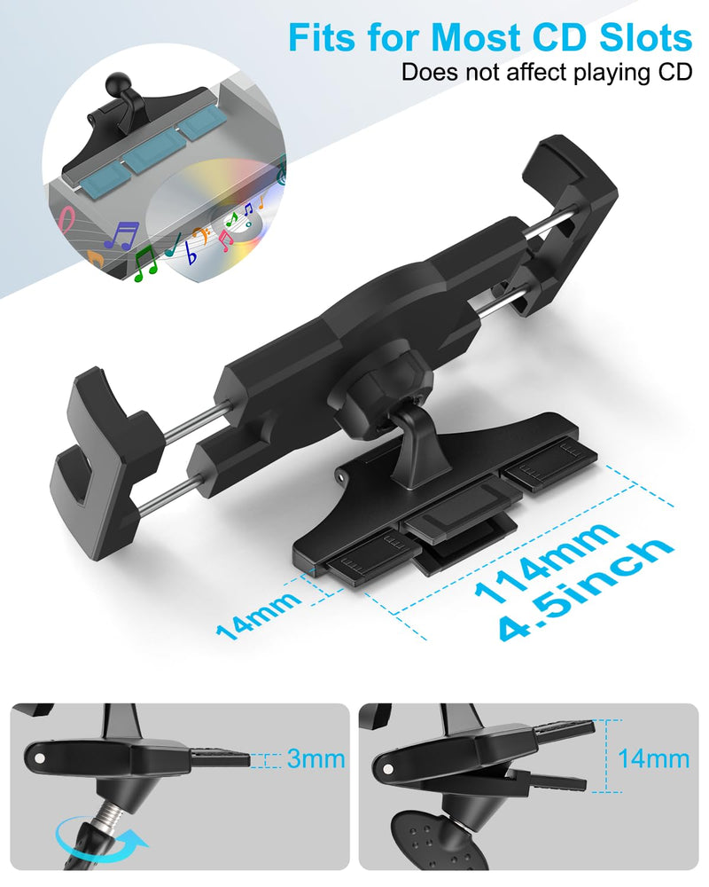 [AUSTRALIA] - woleyi CD Slot Car Tablet Mount, 360° Rotatable CD Player Car Tablet & Phone Holder for iPad Pro 9.7, 11, 12.9 Air Mini 5 4 3 2, Samsung Galaxy Tabs, Switch, iPhone, More 4-13" Cell Phones and Tablets 