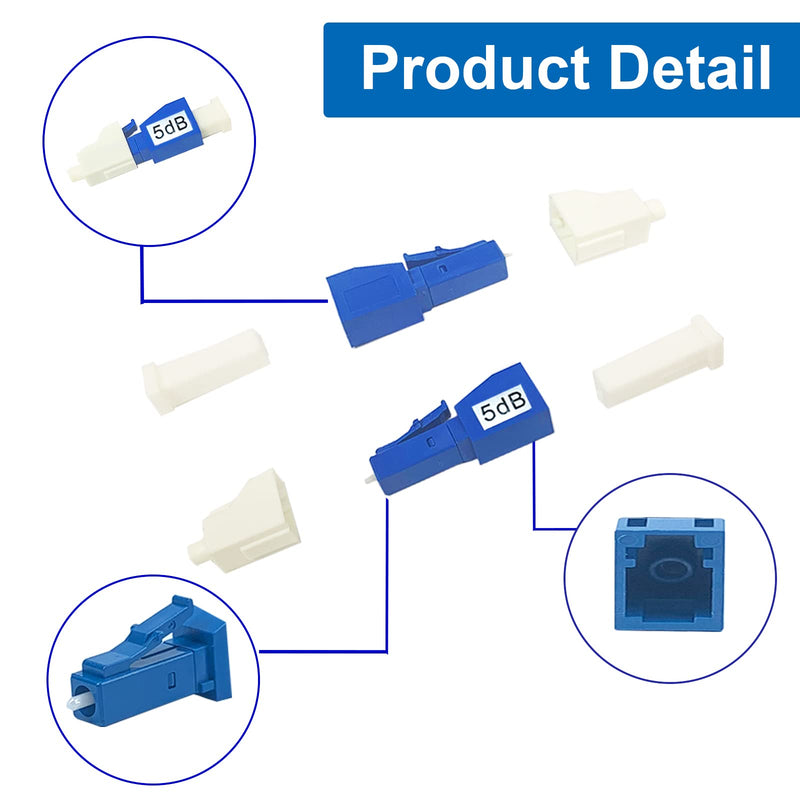 [AUSTRALIA] - GwliUni 10Pcs LC Fiber Optic attenuator, Fiber Signal Attenuation Converter, LC Inserts Connector Single Mode (LC-UPC, 5dB) LC-UPC 