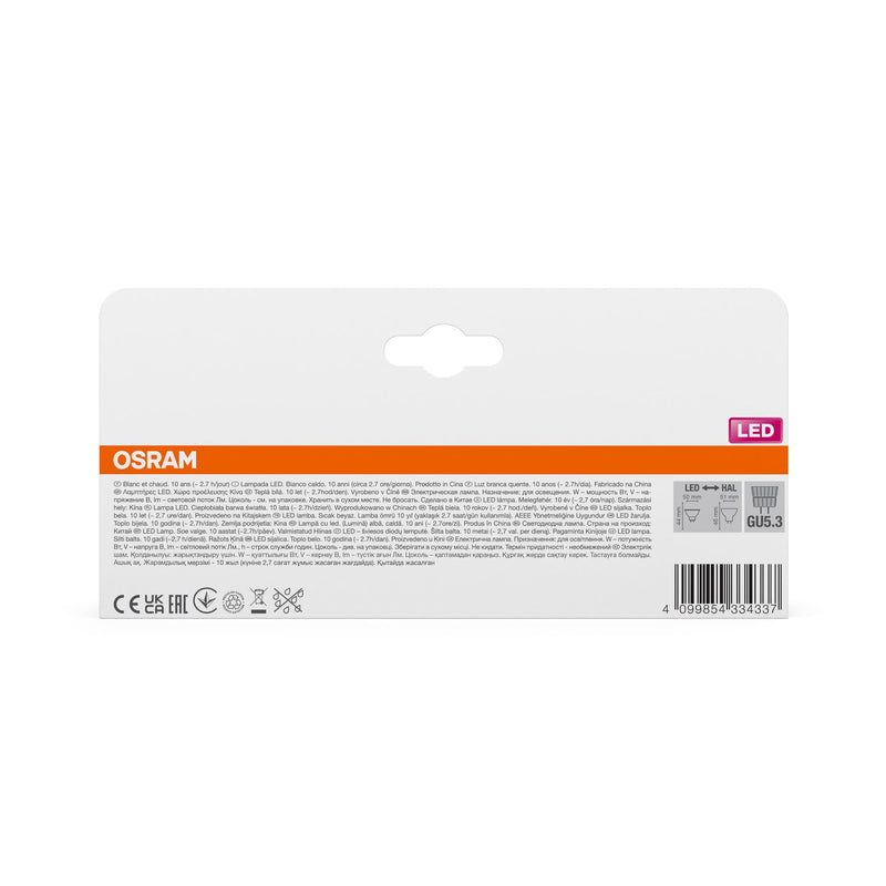 OSRAM LED Base MR16, Value Pack with 5 Low Voltage Bulbs, Replaces Conventional 35 W Reflector Bulbs, Warm White (2700 K), 3.8 W, GU5.3 Socket, Matte Glass, Not Dimmable 2700k Warm White 5 Stück 35W Replacement 36° beam angle