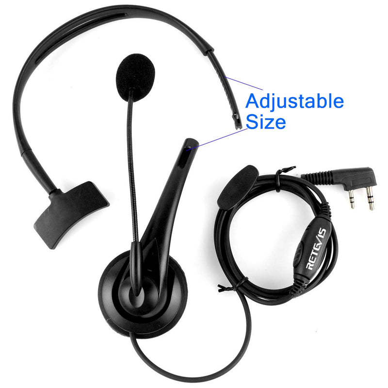 [AUSTRALIA] - Retevis Overhead Walkie Talkie Headset with Boom Mic, 2 Pin, for RT22 RT68 RT21 H-777 RT86 RT19 RB26 RB45, Compatible with Kenwood Arcshell Walkie-Talkie, Two Way Radio Headset(5 Pack) 