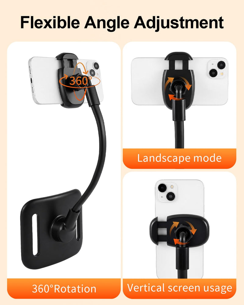 2 in 1 Waist Support Belt with Detachable Gooseneck Phone Holder | 360° Adjustable Flexible Phone Mount, Fits 4.7-6.9" Phone, Foldable & Portable for Live Stream Cooking Recording