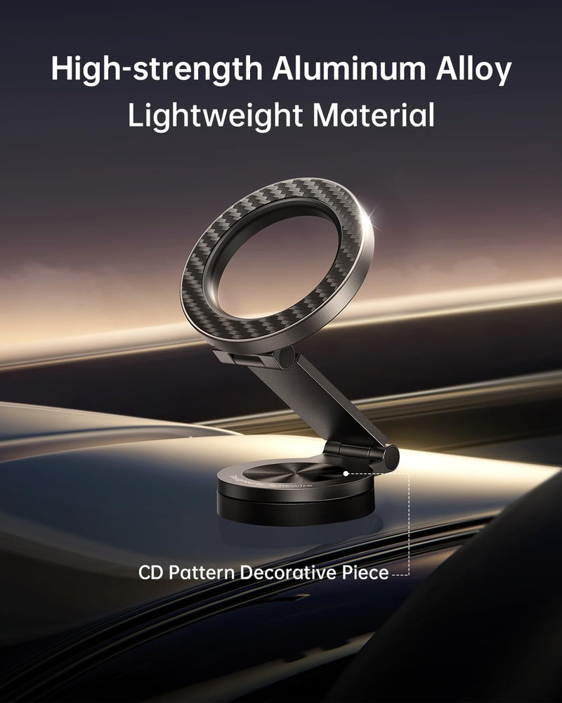SYNCWIRE for MagSafe Car Mount 【360° Rotation】 Magnetic Phone Holder for Car, Adjustable Metal Arm, Car Magnet Phone Mount for Dashboard, Car Accessories Fit iPhone 17 16 15 14 13 Pro Max &All Phones Carbon Fiber