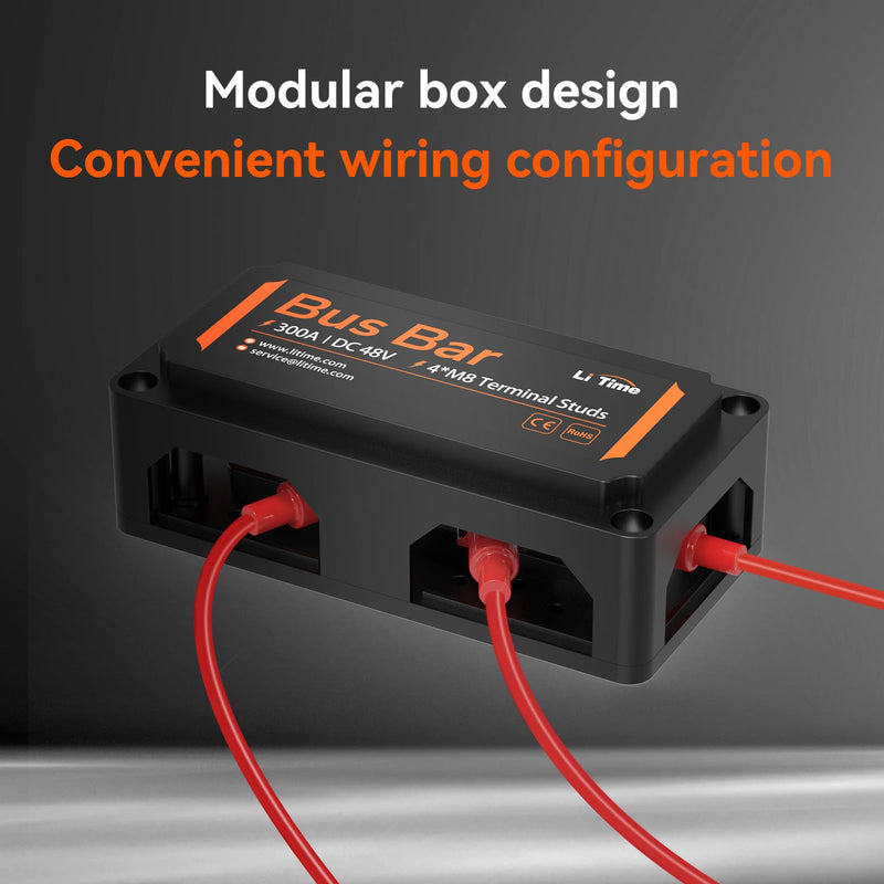 [AUSTRALIA] - Litime Black Bus Bar for LiFePO4 Batteries High Voltage and Current Suitable for Automotive, Marine, and Solar Applications and Electrical System Black 300A 
