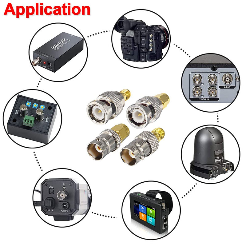 onelinkmore SMA to BNC Adapter Kits for SDR, Handheld Radios, Scanner, Walkie Talkie, Coaxial Adapter, 4 Pieces 4PCS
