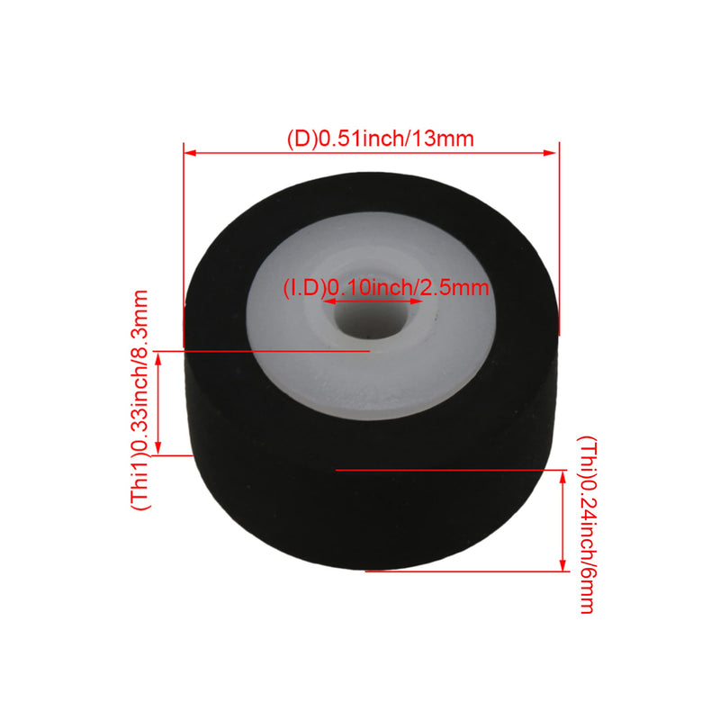 5 Pcs Inner Dia 0.1Inch Rubber Bearing Roller Guide Pulley Bearing Wheel Pinch Roller for Audio Radio Tape Recorder